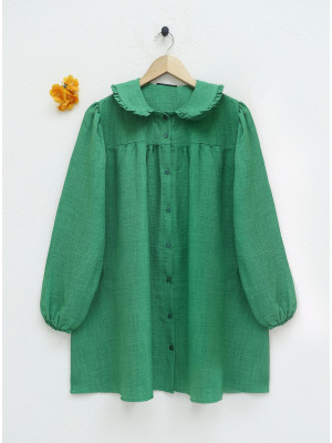 Baby Collar Button Down Tunic   -Forest Green