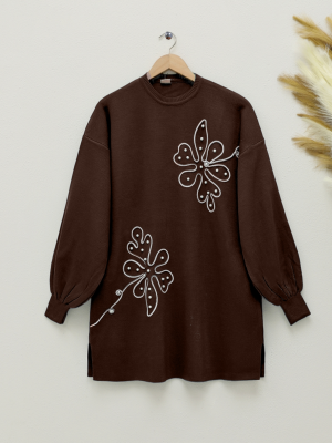Pearled Daisy Süzene Knitwear Tunic  -Brown