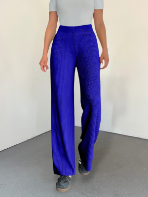 Ribbed Knitwear Trousers -Saxe 