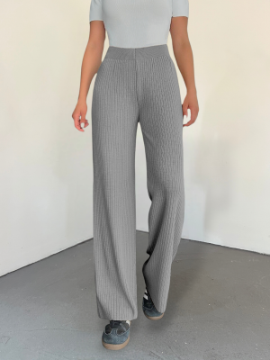 Ribbed Knitwear Trousers -Grey