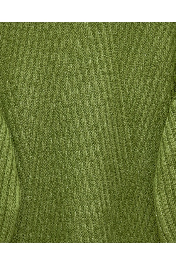 Crew Neck Diamond Pattern Knitwear Sweater         -PISTACHIO GREEN