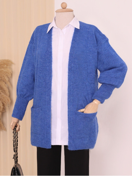 Yumoş Double Pocket Knitwear Cardigan -Dark blue