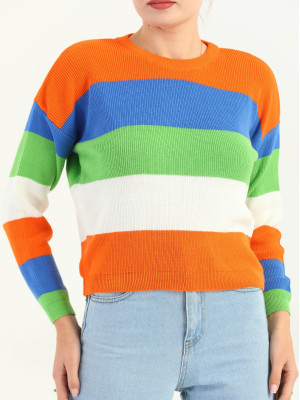 Crew Neck Knitwear Sweater -Orange
