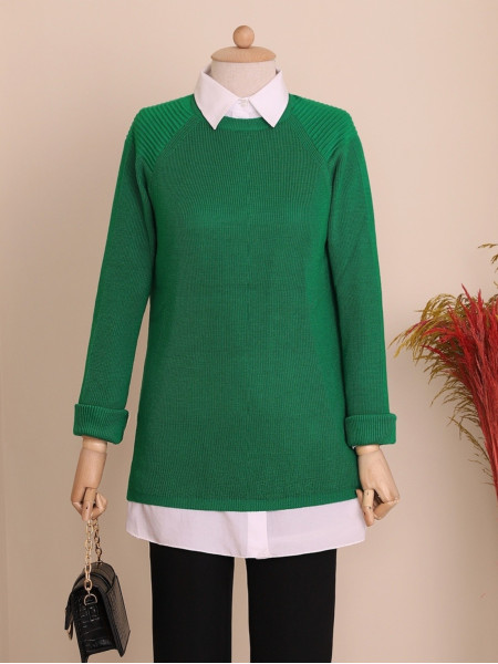 Short Front Sweater   -Green