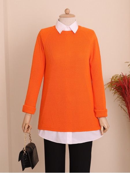 Short Front Sweater   -Orange