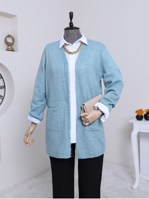 Double Pocketed Soft Knitwear Cardigan   -Mint Color