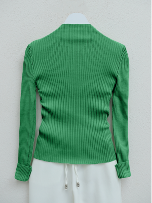Half-Neck Ribbed Knitwear Sweater -Green