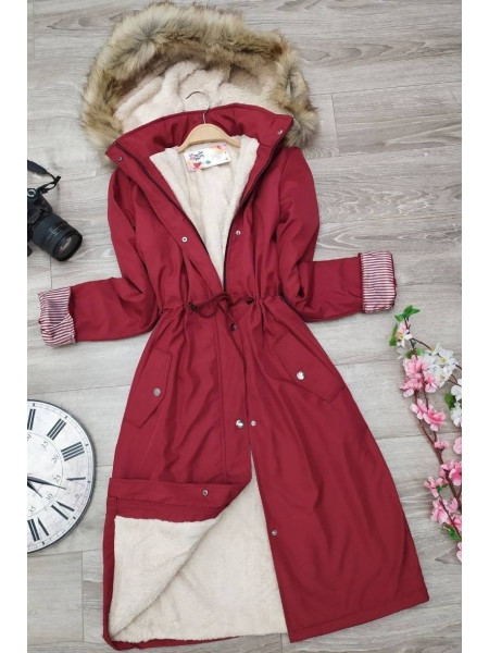 Plush Bondite Coat    -Red