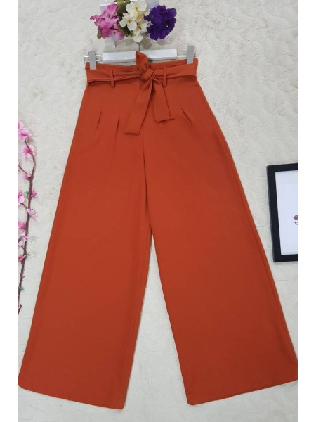  Pleated Loose Trousers -Brick color