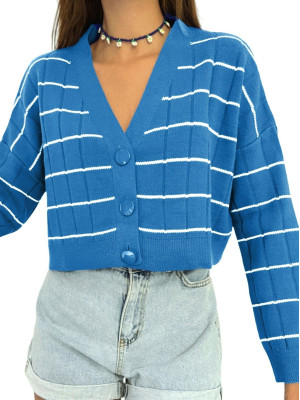 Big Button Knitwear Cardigan  -Blue
