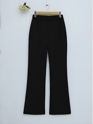Imported Fabric Flared Trousers -Black