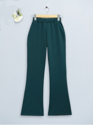 Imported Fabric Flared Trousers  -Emerald