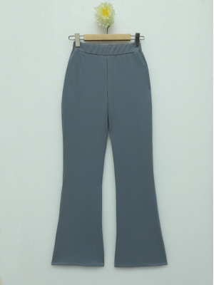 Imported Fabric Flared Trousers  -Grey