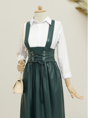 Tie Waist and Piece Skirt Salopet -Emerald