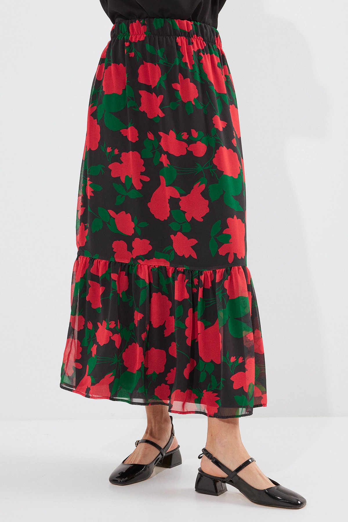 8010 Patterned Chiffon Skirt 
