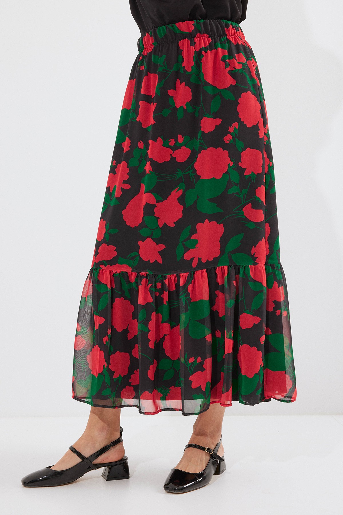 8010 Patterned Chiffon Skirt 