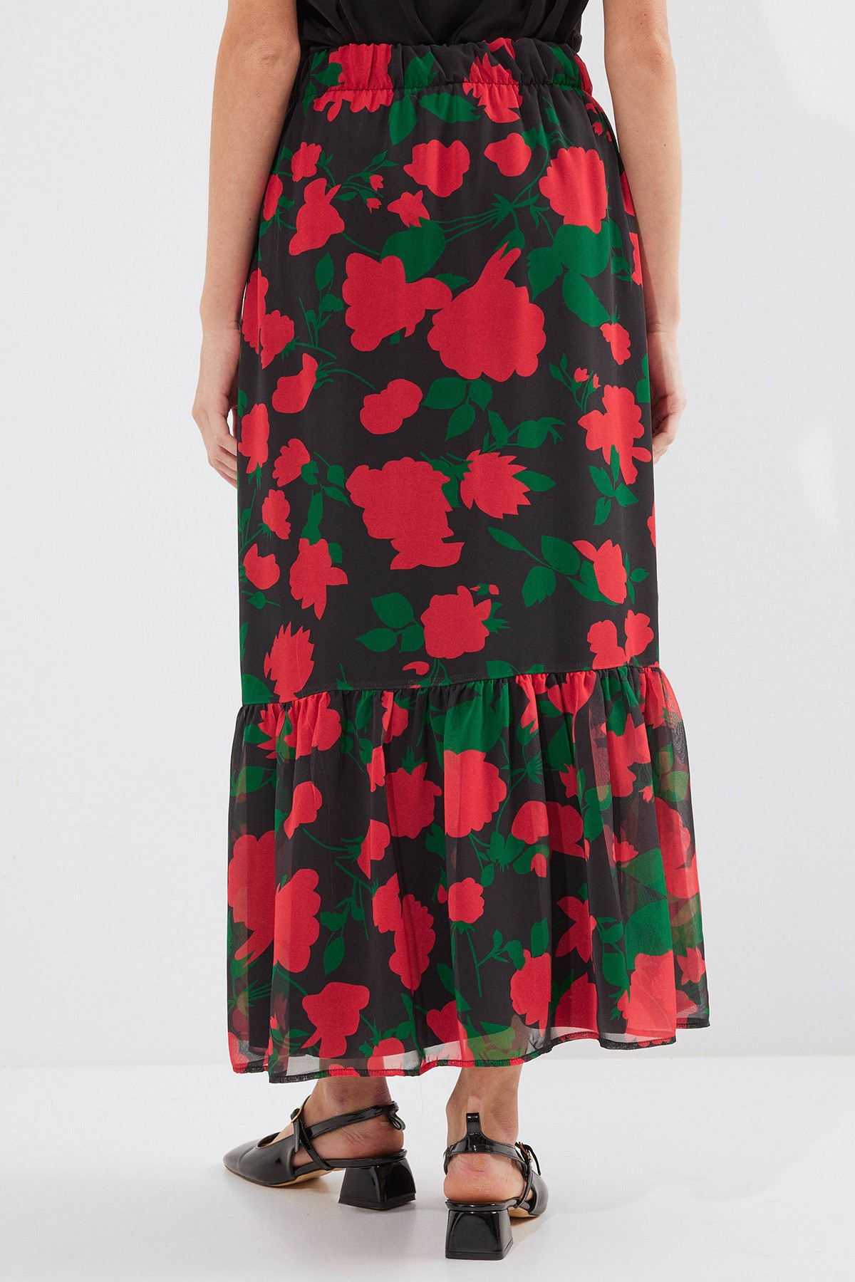 8010 Patterned Chiffon Skirt 