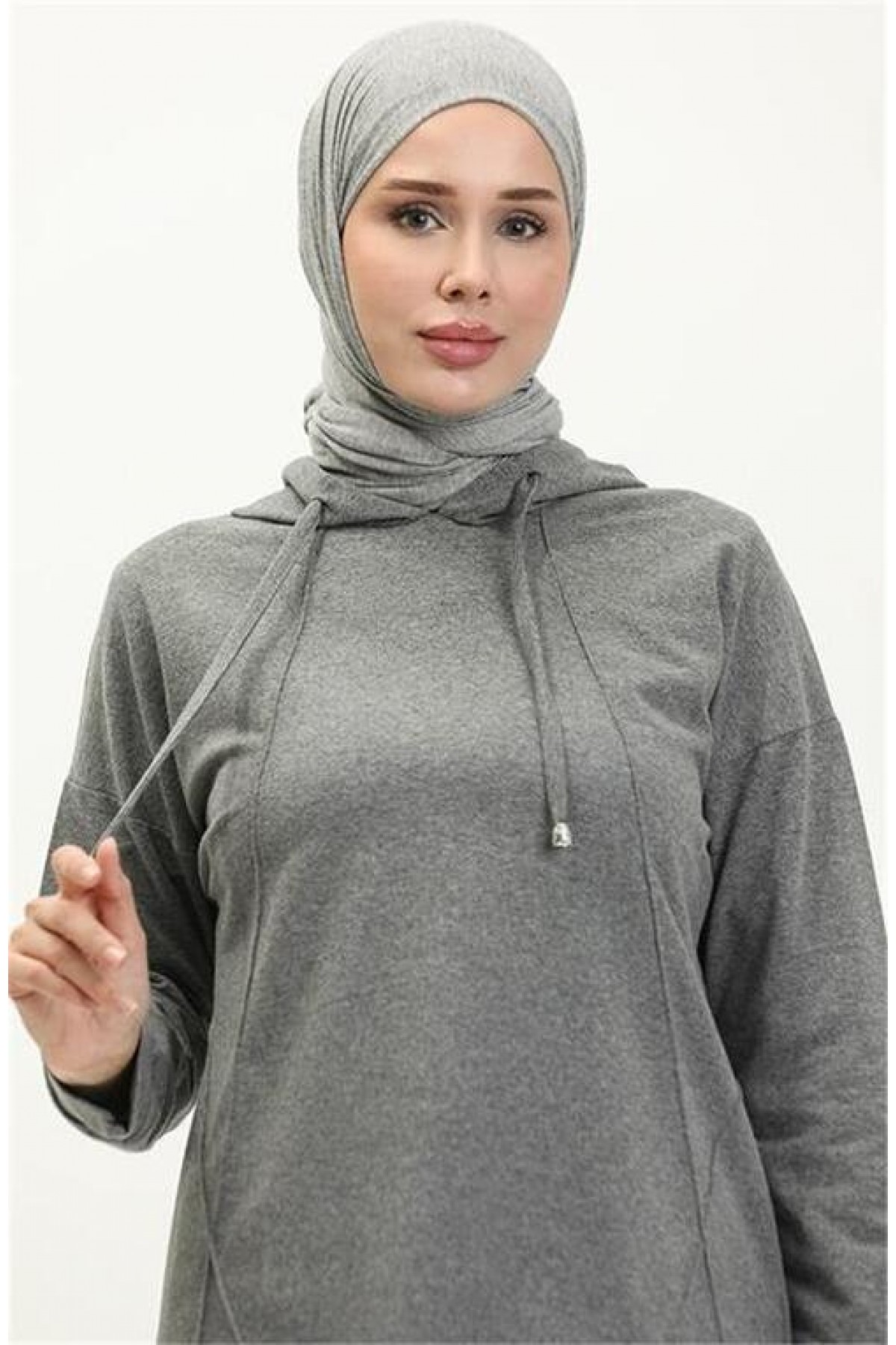 Kapşonlu O Yaka Sade Basic İkili Eşofman Spor Takımı 