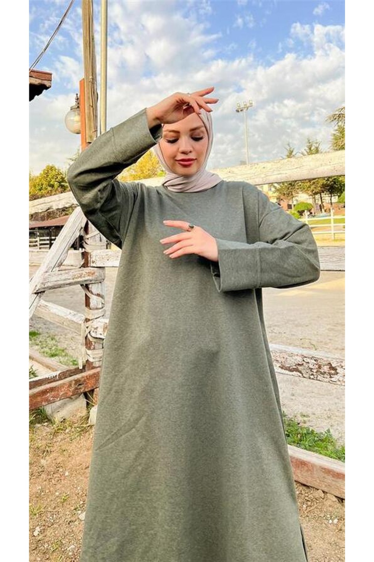 O Yaka Yırtmançlı Uzun Geniş Rahat Tunik Pantolon Sade Basic Spor Takımı 