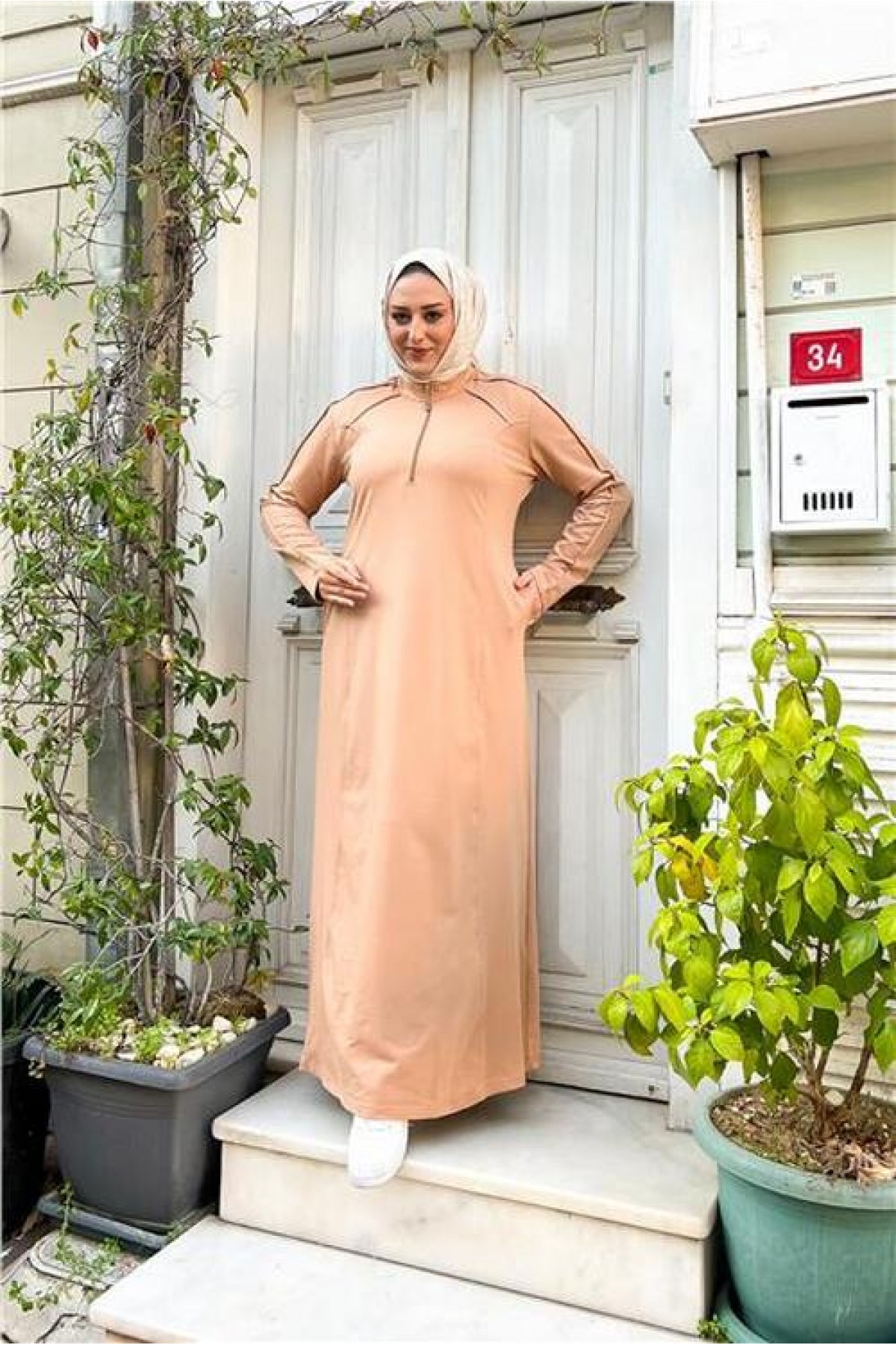 Short, Zip-Up Pocketed, Simple Basic Long Plus Size Sport Dress