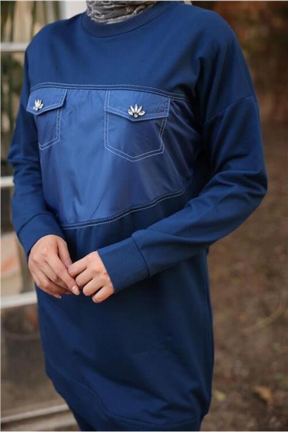 Dafne Tracksuit with Pockets and Elastic Waistband, Two-Piece Set detay görseli