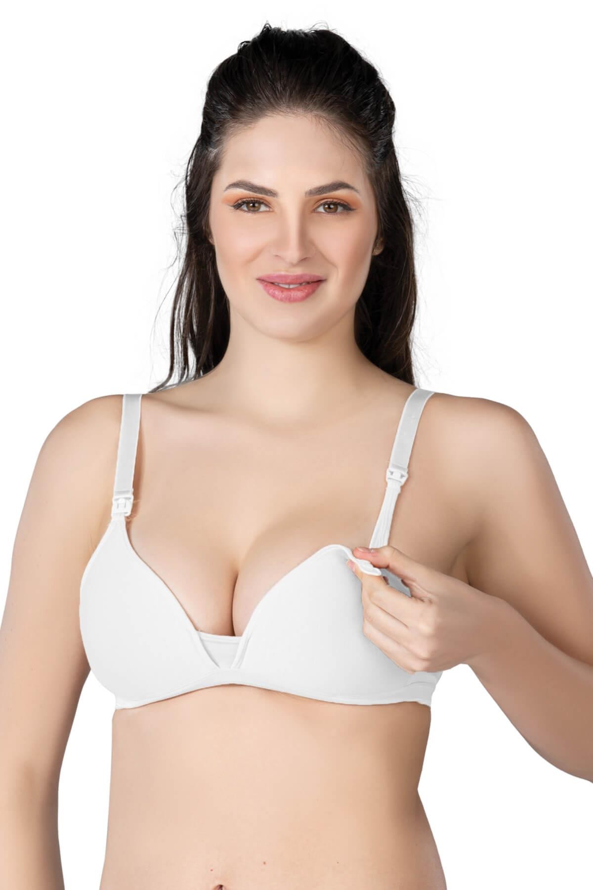 WHITE MI Podyumplus 1422 Modal Cotton Lined Nursing Bra