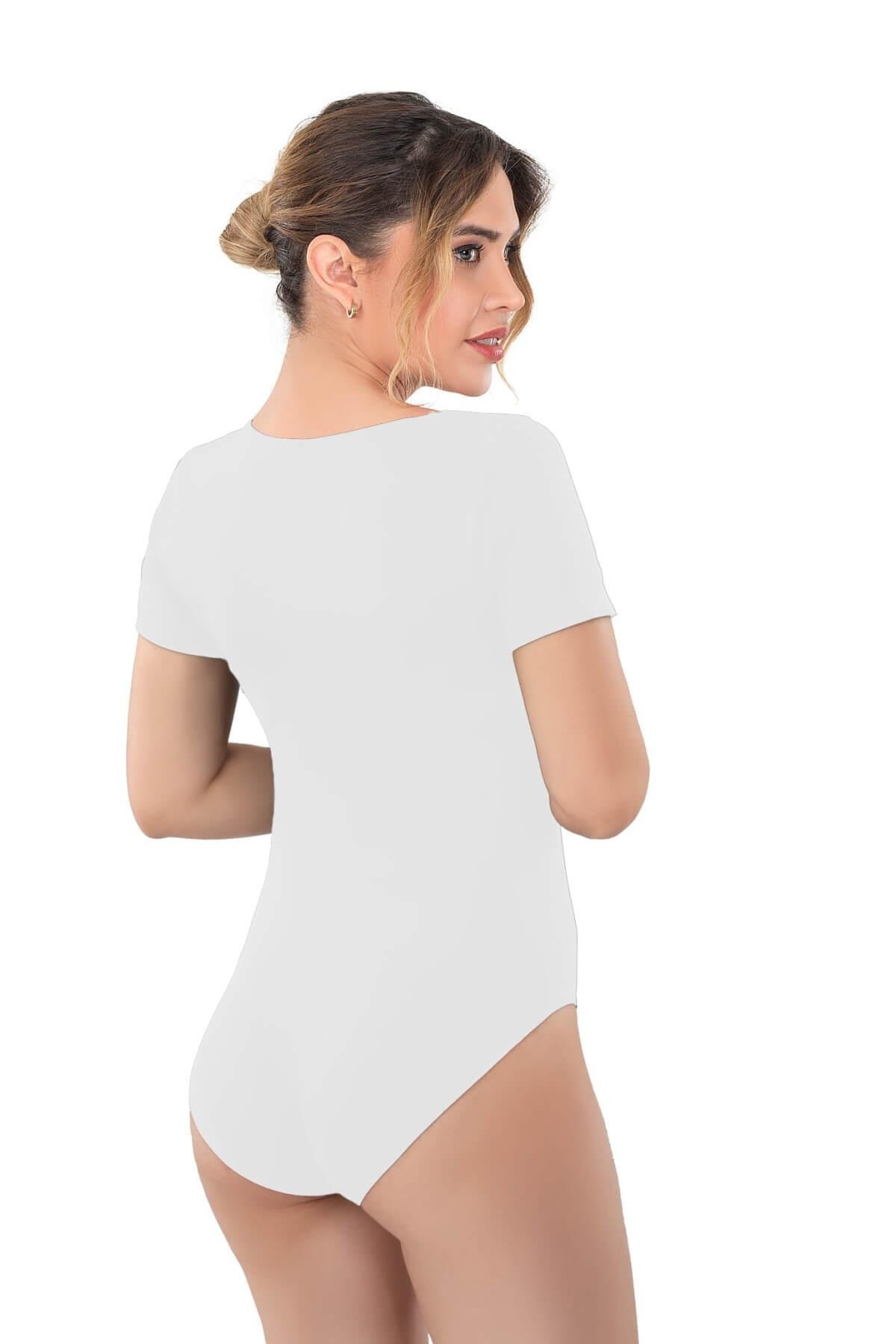 WHITE MI Podyumplus 1926 Soft Half-Sleeve Bodysuit