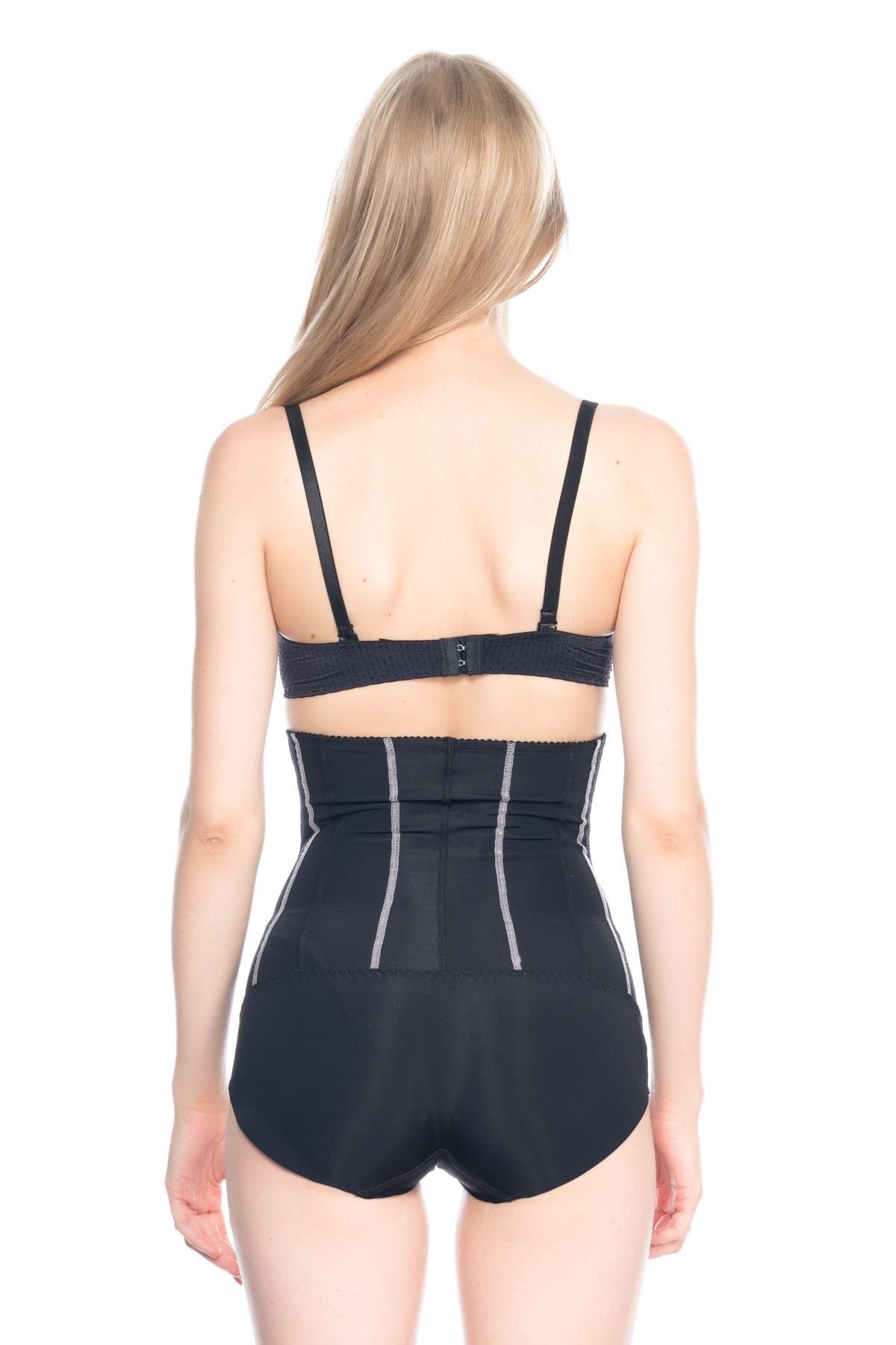 SİYAH MI Podyumplus 2886 Yüksek Bel Tül Slip Lazer Korse