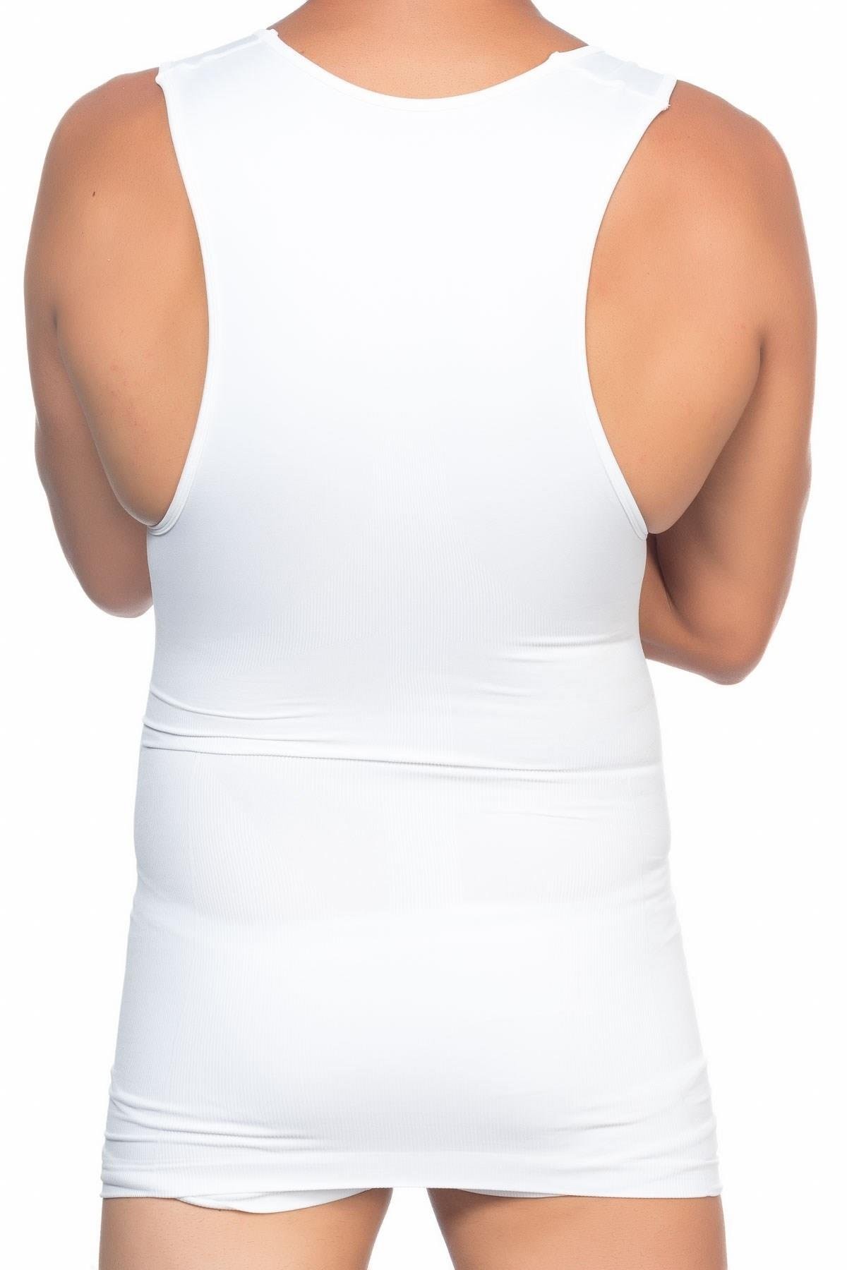 WHITE MI Podyumplus E1003 V-Neck Men's Corset Tank Top detay görseli