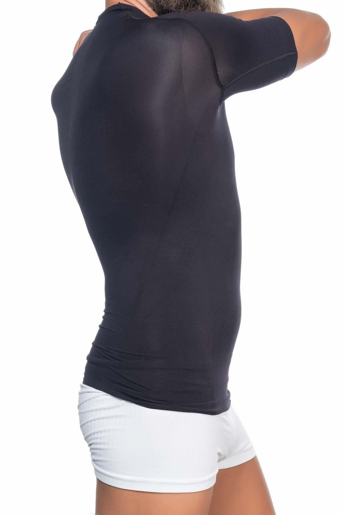 BLACK MI Podyumplus E1010 Half Sleeve Men's Corset Tank Top