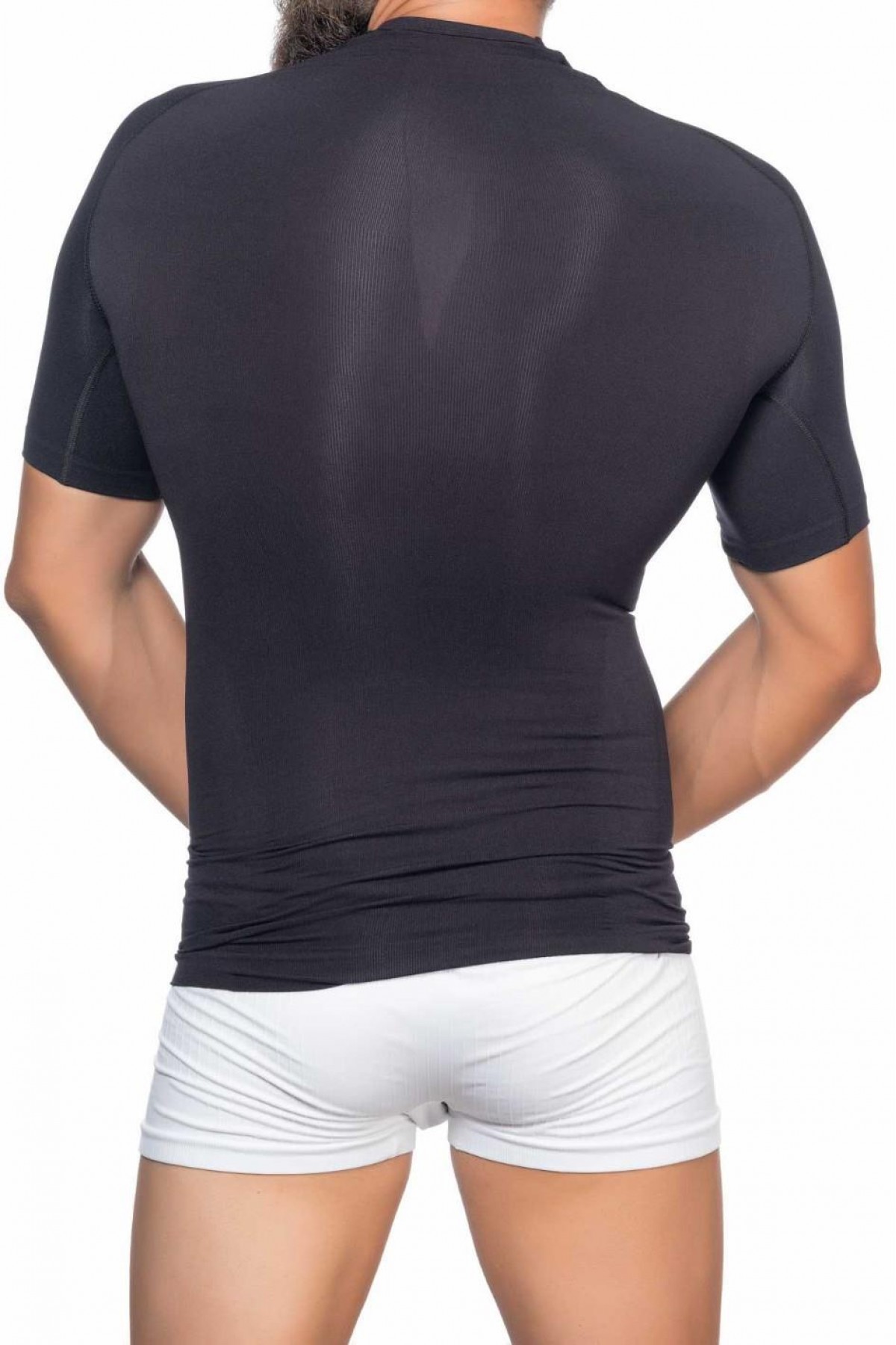 BLACK MI Podyumplus E1010 Half Sleeve Men's Corset Tank Top