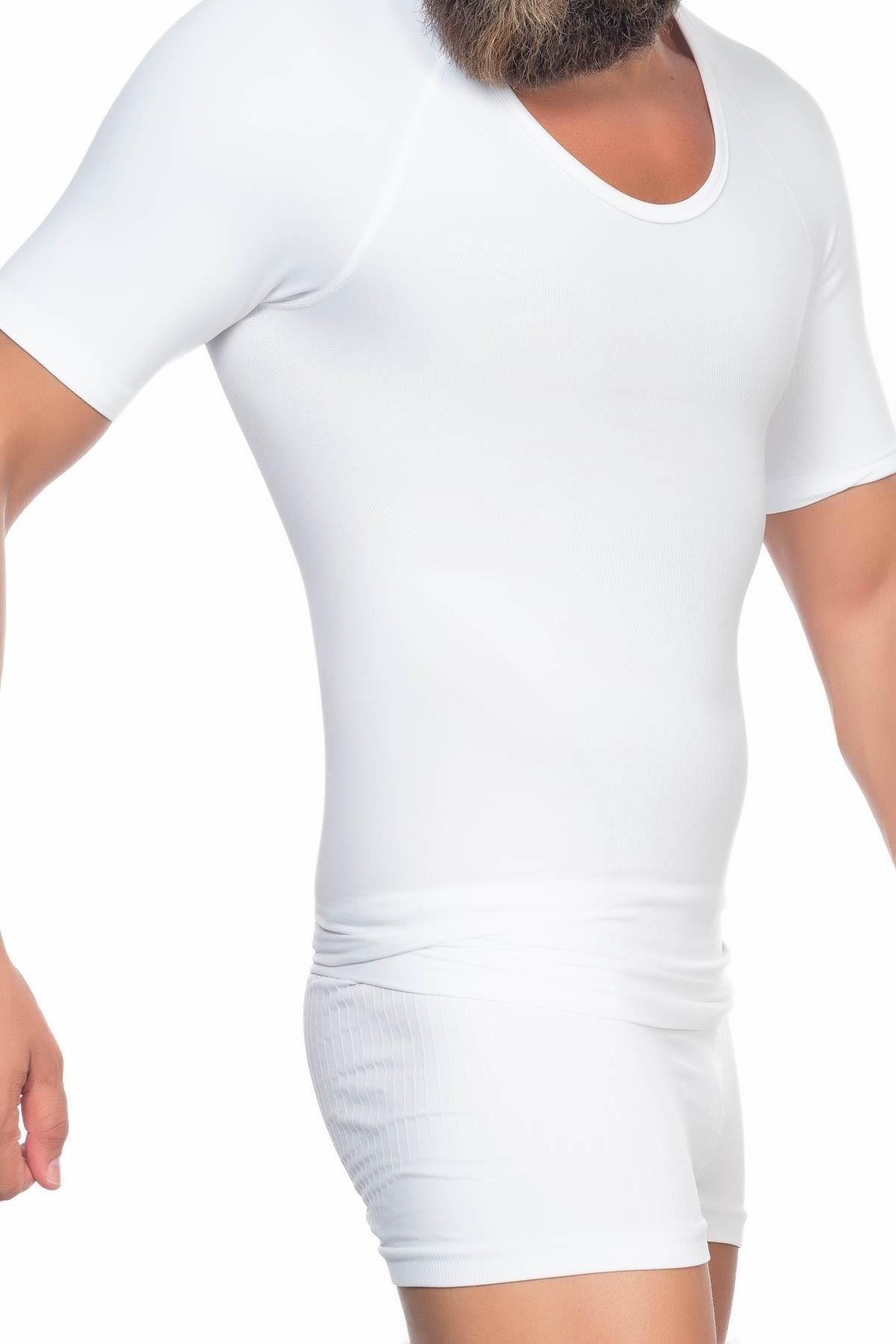 WHITE MI Podyumplus E1010 Half Sleeve Men's Corset Tank Top