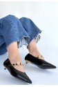 Lowen Black Leather Low Heel Shoes