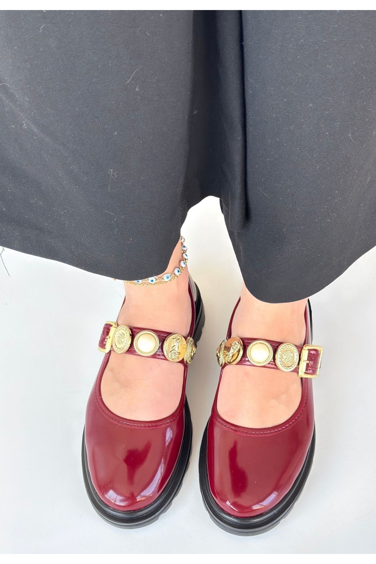Okira Burgundy Patent Leather Oxford Shoes