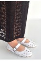 Ritta White Leather Belted Ballet Flats