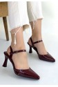 Suden Burgundy Patent Leather High-Heeled Shoes