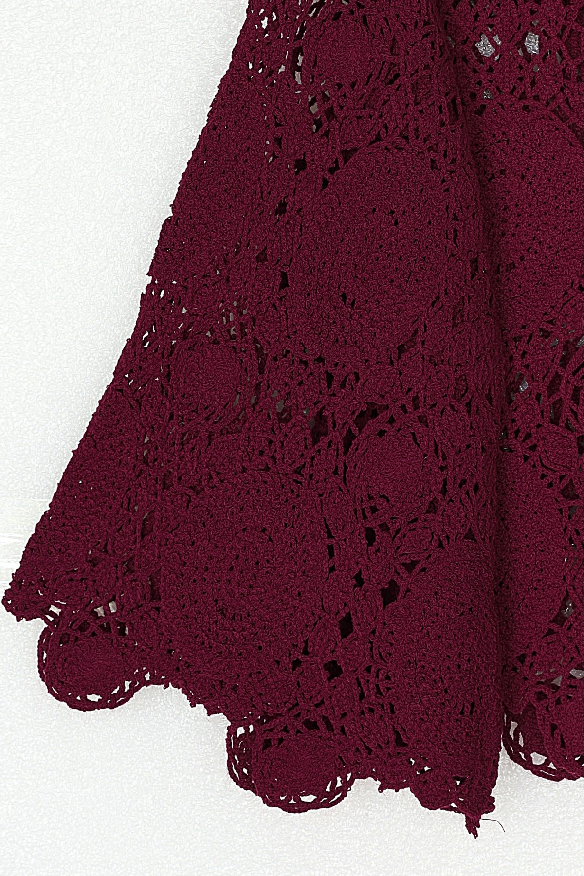 Round Neck Spanish Sleeve Knitted Blouse -Maroon