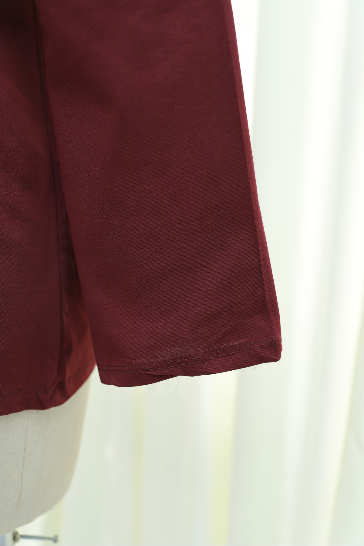Crew Neck Long Sleeve Oversize Cotton Sweatshirt  -Maroon detay görseli