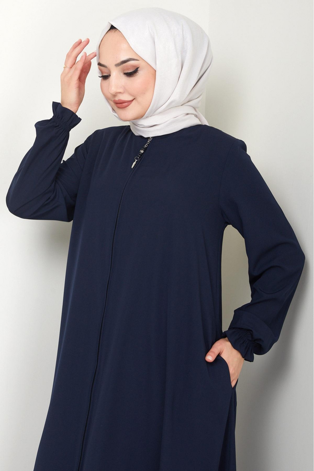 مقاس كبير مولانا فيريس أزرق كحلي HM02153 detay görseli