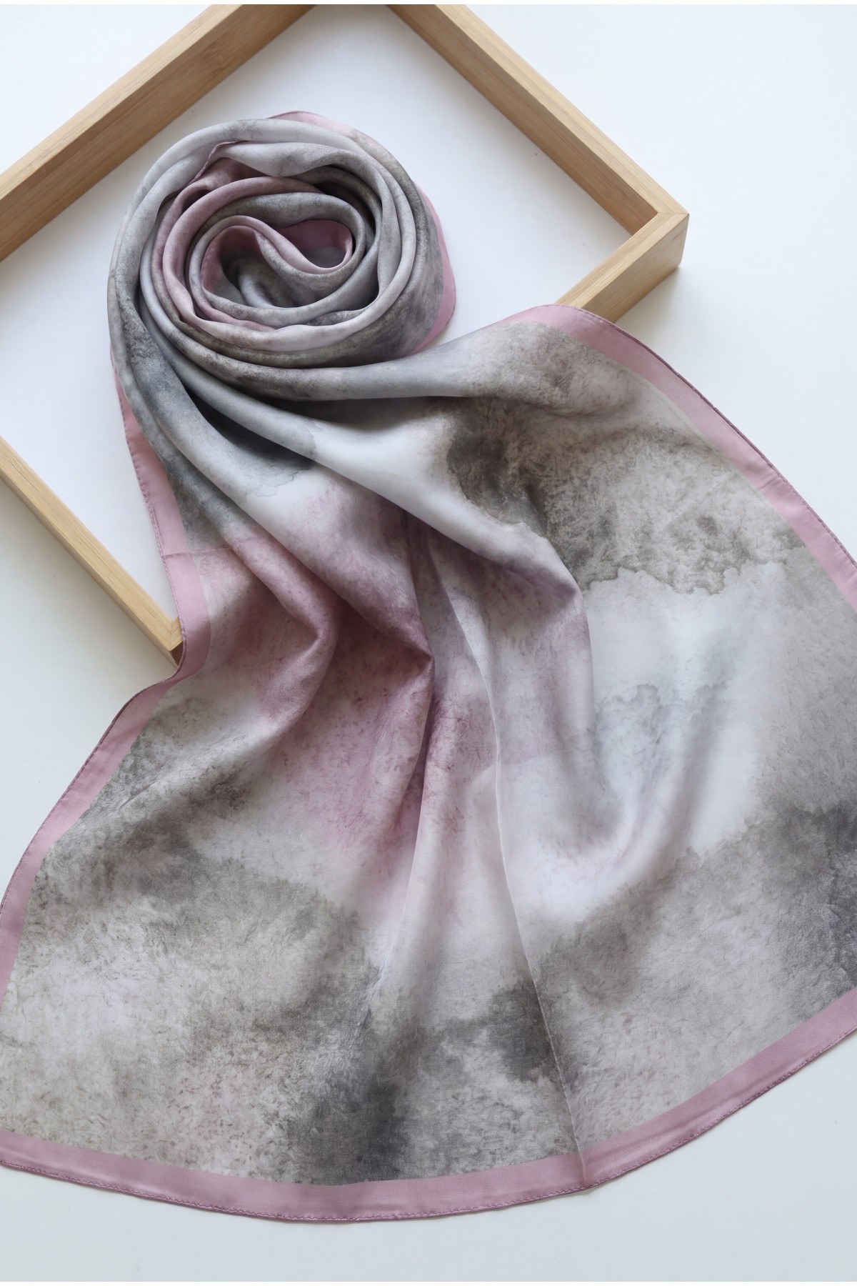 Marble Patterned Voile Scarf -Light Lilac