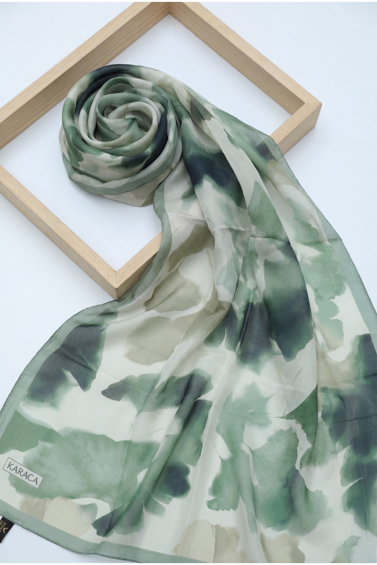 Abstract Floral Voile Shawl -Dark green