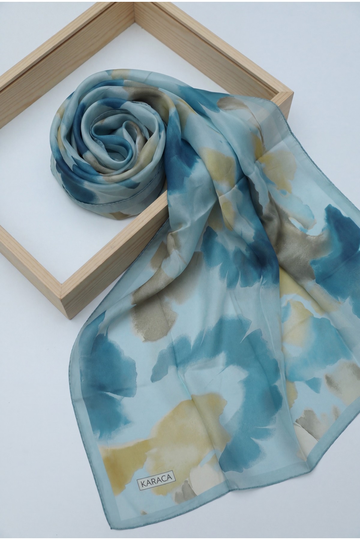 Abstract Floral Voile Shawl - Turquoise