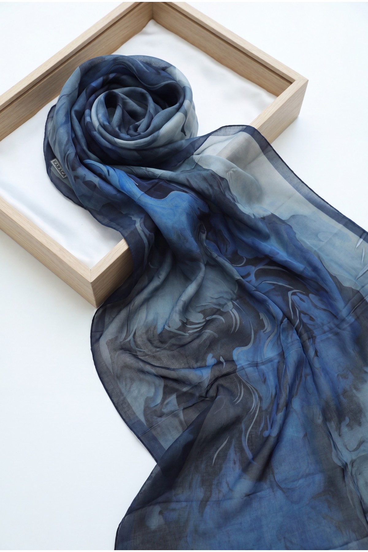 Natural Viscose Scarf -İndigo