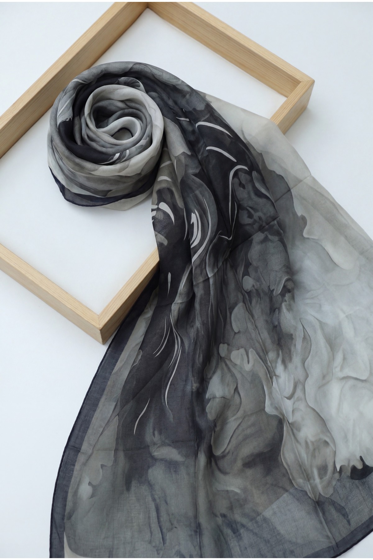 Natural Viscose Scarf -Black