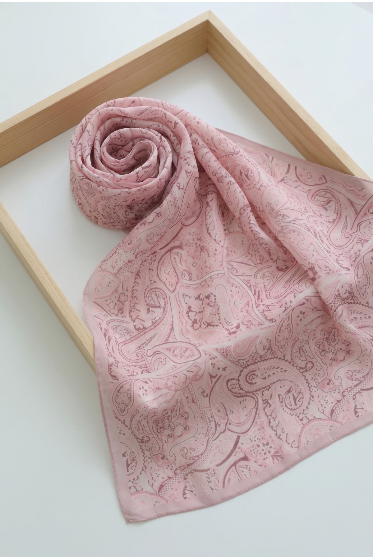 Traditional Floral Patterned Cotton Scarf -Powder