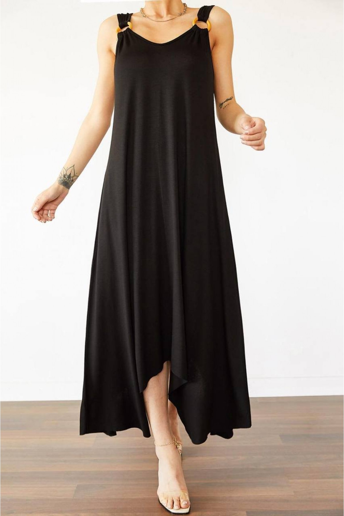 Women's Shoulder Strap Buckle Detail Maxi Dress