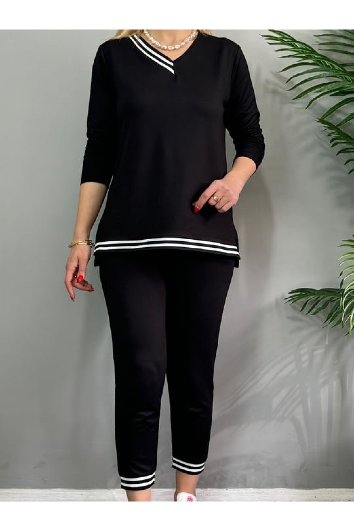 Women's New Season Long Sleeve Rib Detail Two Piece Suit