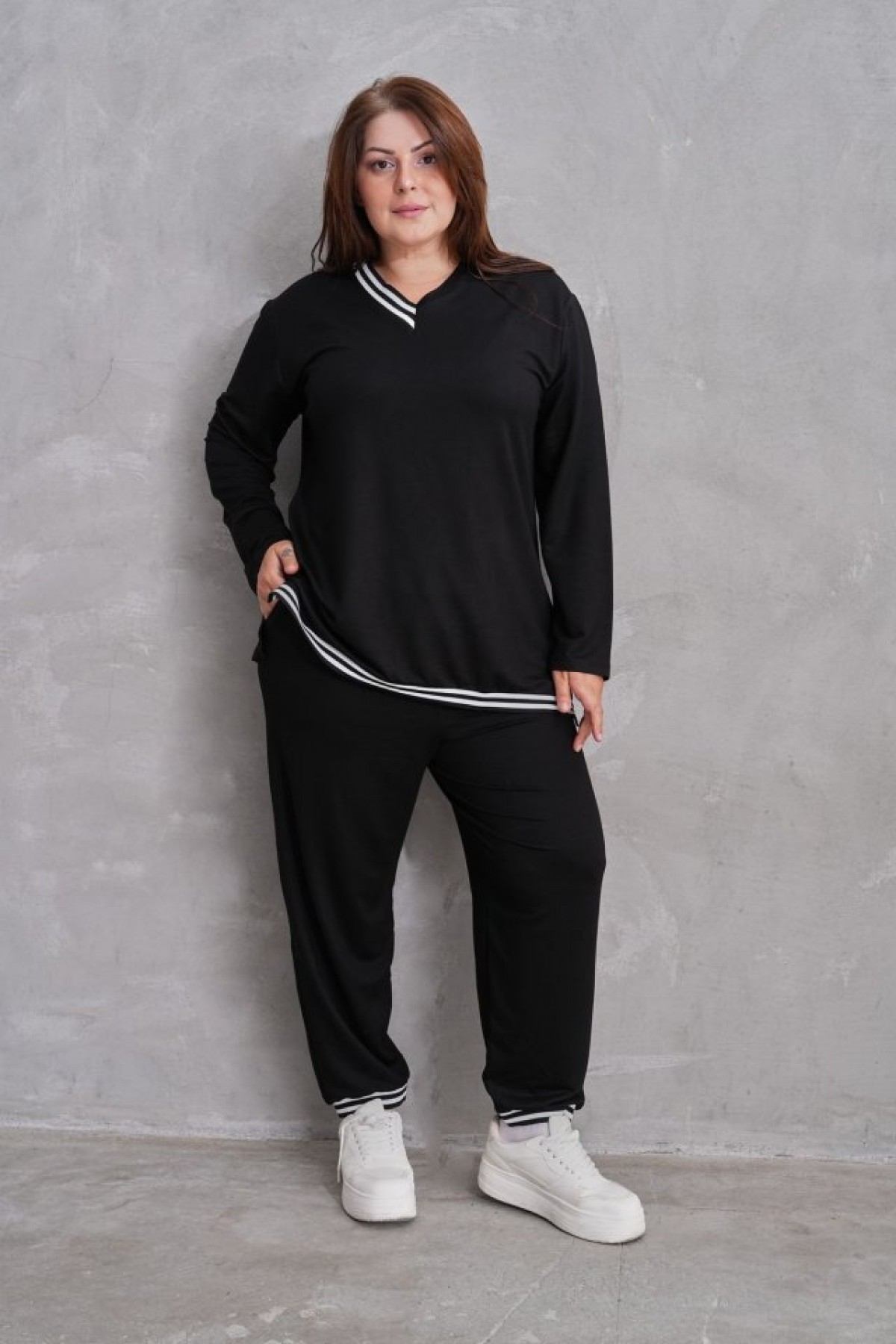 Women's New Season Long Sleeve Rib Detail Two Piece Suit