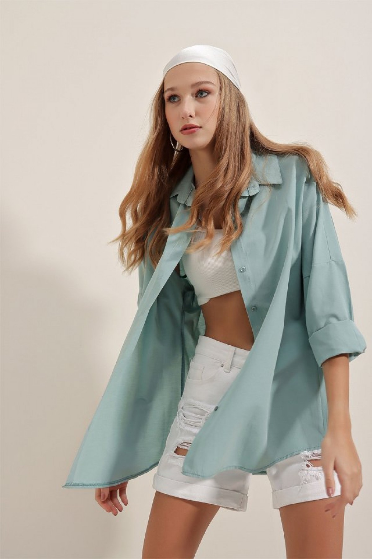 3900 Oversize Long Basic Shirt 