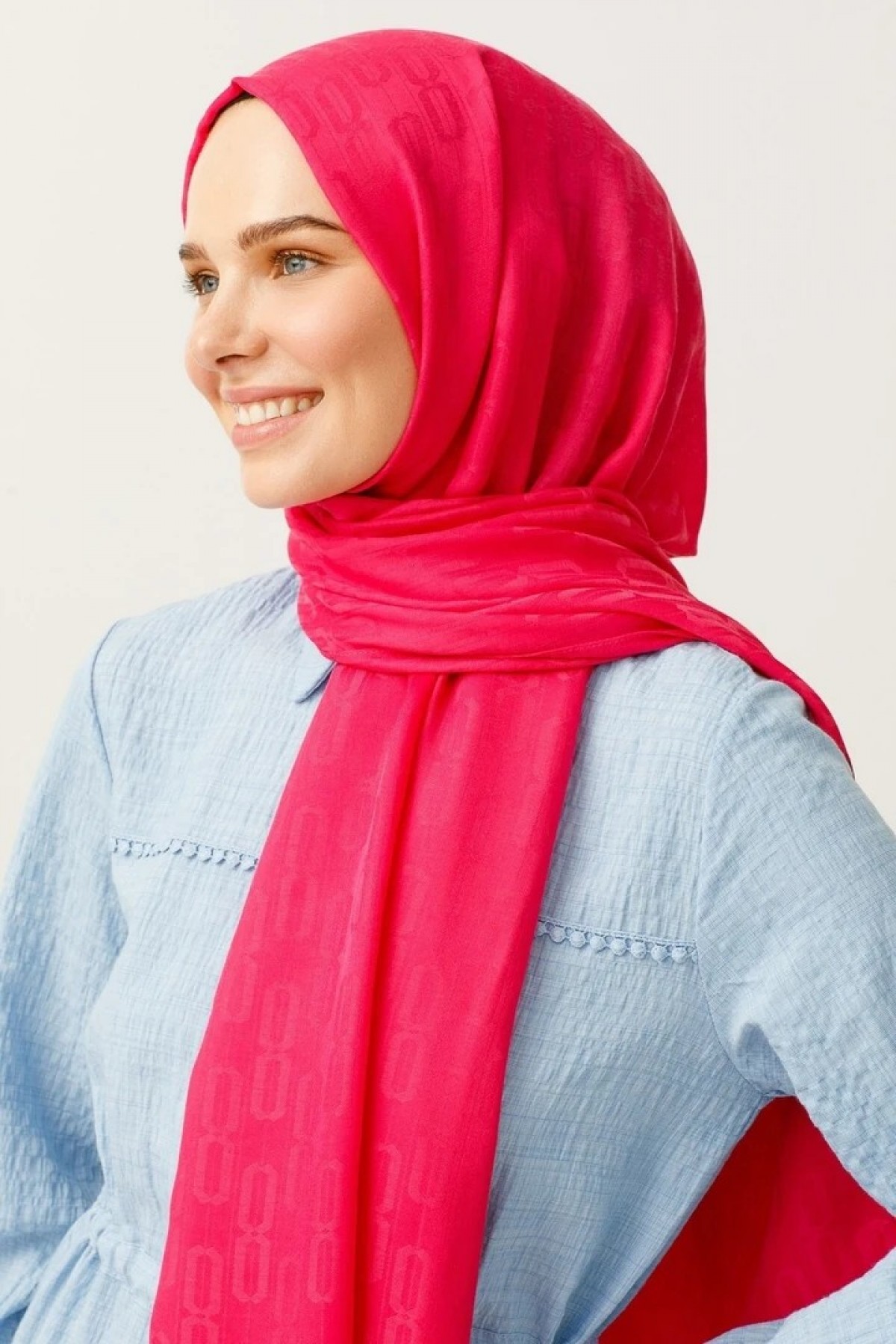 Chain Pattern Cotton Jacquard Scarf 